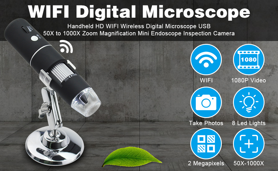 Wireless Digital WiFi USB Microscope 50X To 1000X Magnification Mini ...